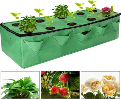 Image de Pot en tissu 20 gallons, sac de plantation Pot de culture 95x37.5x22cm, Grow Set Sac de plantation avec fermeture éclair Jardin Balcon Légumes Tomates Fraises