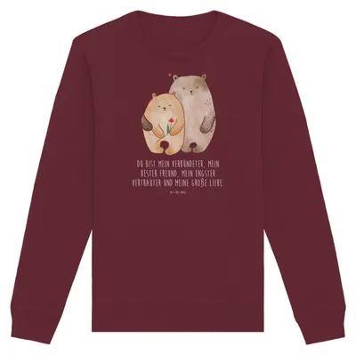 Produktbild von Mr. & Mrs. Panda Nachhaltiger Pullover Bären Liebe Größe XXL - Burgundy - Geschenk, Verknallt, Umarmen, Freundin, Pulli, Sweater, Baumwoll, Bio, Umarmung, Sweatshirt
