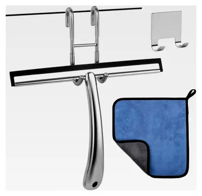 Produktbild von Duschabzieher aus Edelstahl, 25 cm breit, für Duschwand und Glas