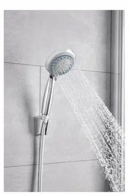 Produktbild von Handdusche verchromt, rund, 5 Strahlarten, Massagestrahl, 28 x 10 x 25 cm