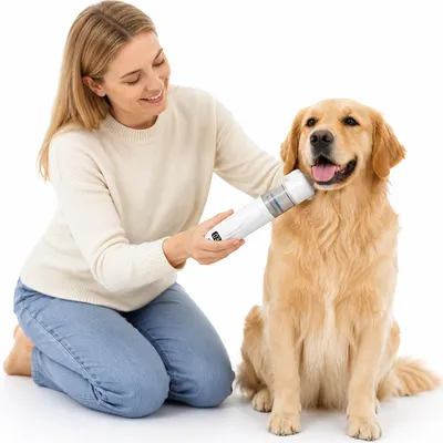 Produktbild von Hundebürste Katze Bürste elektrisch, 2in1 Fellpflege Gerät mit Flohkamm und Entfilzungskamm, USB Ladefunktion für lose Haare und Verfilzungen