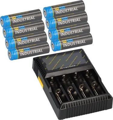 Produktbild von SET Nitecore D4 + 8x 14500 AA Solar Akku LiFePO4 3,2V 600mAh