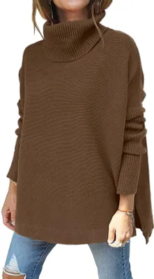 Productafbeelding van ASKSA Dames Trui, Rolnecktrui, Gebreide trui, Bruin, Maat XL