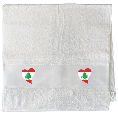 Produktbild von Huuraa Handtuch Libanon Flagge Herz 50x100cm White Baumwolle Handtuch Geschenkidee