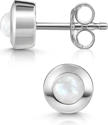 Produktbild von MATERIA by Matthias Wagner Mondstein Ohrstecker Silber 925 rund weiß SO-207-Mondstein