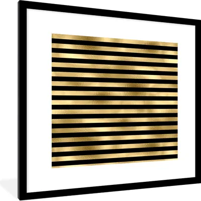 Produktbild von MuchoWow® Gerahmtes Poster Muster - Schwarz - Gold 40x40 cm - Poster mit Schwarzem Bilderrahmen Wandposter Rahmen Foto Bilder - Poster - Plakat im Rahmen