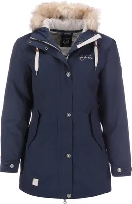 Produktbild von Dry Fashion Damen Wintermantel Skagen mit Fellimitat - Winterjacke Winter Mantel für Frauen Atmungsaktiv Winddicht Wasserdicht in Navy Größe 40