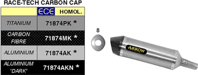 Immagine prodotto di Marmitta slip-on ARROW race-tech alluminio scuro con fondello per Kawasaki Z 400