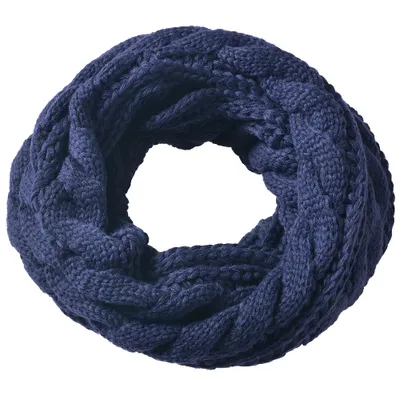Produktbild von Zopfmuster Stricken Loopschal Dunkelblau