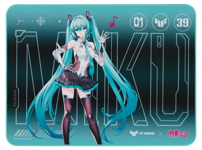 Zdjęcie produktu dla ASUS TUF Gaming P1 Hatsune Miku Edition, Turkusowy, Obraz, Tkanina, Guma, Podkładka antypoślizgowa, Podkładka dla graczy