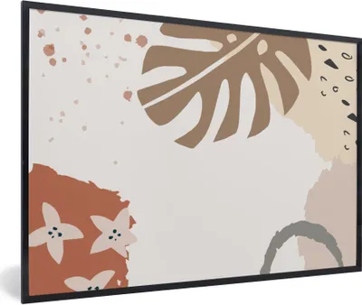 Produktbild von MuchoWow® Gerahmtes Poster Sommer - Monstera - Braun 90x60 cm - Poster mit Schwarzem Bilderrahmen Wandposter Rahmen Foto Bilder - Fotorahmen - Foto-Plakat