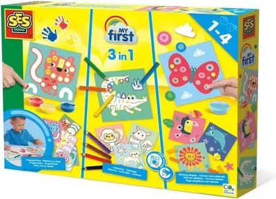 Obrázok produktu pre SES Creative Moja prvá sada farieb na maľovanie prstami, maľovanie, vyfarbovanie, nálepky, sada 3 v 1, od 12 mesiacov