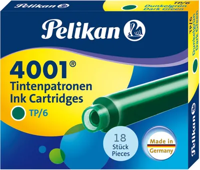 Produktbild von 18 Pelikan Tintenpatronen 4001® / Füllerpatronen / Farbe: dunkelgrün