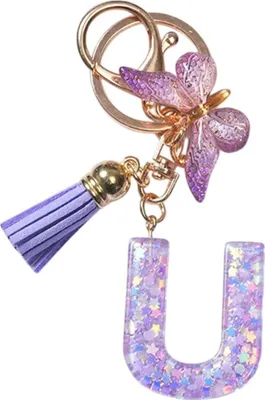 Image de Porte-clés Alphabet U Violet - Élégance et Fantaisie KP37915