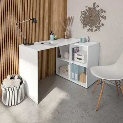 Image de Arlecchino - Bureau, 152x49x74h cm Blanc, 4 Étagères