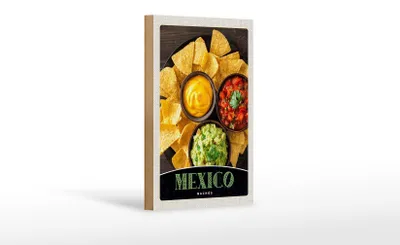 Produktbild von Holzschild Reise 12x18 cm Mexiko Nachos Käse scharf Gerichte