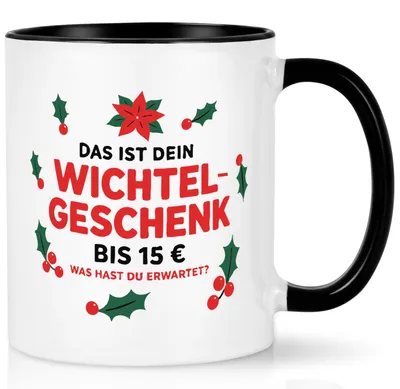 Wichtel-Kaffeetasse 320 ml, lustiges Geschenk für Freunde, schwarz