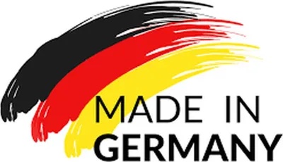 The image shows the German flag colors with the text "MADE IN GERMANY" written on it.