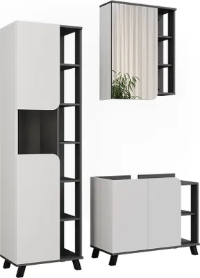 Zdjęcie produktu dla Zestaw mebli łazienkowych Vicco Karen Antracyt/biały 3 części, Model 55423