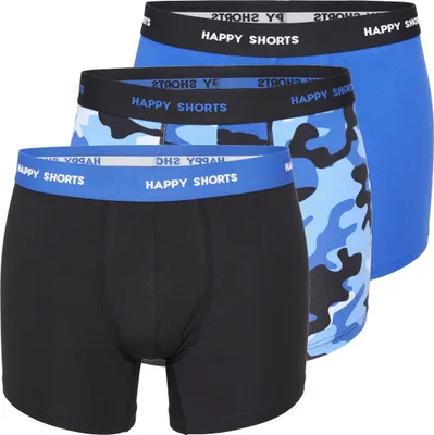 Produktbild von Happy Shorts Herren Retro Pants 3-Pack Jersey - Blue Camouflage - Größe M