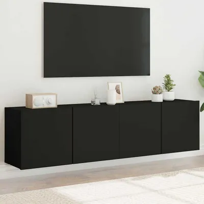 Produktbild von vidaXL TV-Wandschränke 2 Stk. Schwarz 80x30x41 cm