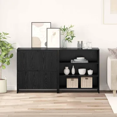 Image de Meuble de rangement exclusif - Buffet 2 tiroirs, imitation chêne noir, 70 x 41 x 75 cm