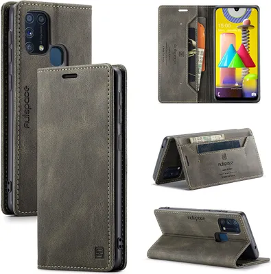 Produktbild von Galaxy M31 Brieftasche Hülle, Retro Kunstledertasche Stand Schutzhülle für Samsung Galaxy M31 Kupfer