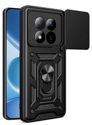 Productafbeelding van MobyDefend Hoesje - Geschikt voor Xiaomi Redmi Note 15 Pro Plus 5G  -  Pantsercase Met Draaibare Ring - Zwart