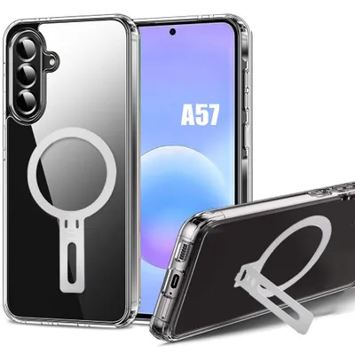 Image de Coque pour Samsung Galaxy A57 5G, Silicone Antichoc Transparent avec Support Réglable