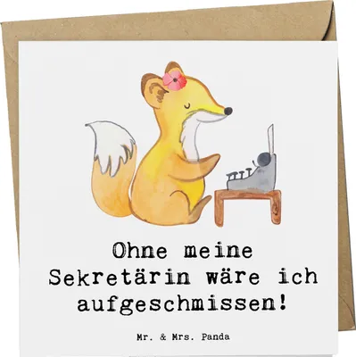 Produktbild von Mr. & Mrs. Panda Grußkarte Sekretärin Helfer - Weiß - Geschenk, Beruf, Klappkarte, faltkarte, Sekretärinnen wertschätzen, Büro, doppelkarte, Berufsprodukte, Wertschätzung