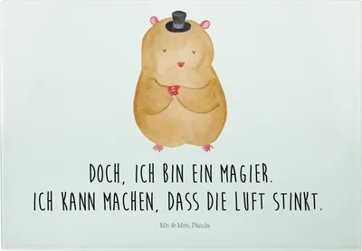 Produktbild von Mr. & Mrs. Panda Schneidebrett Hamster Hut - Weiß - Geschenk, Magier, Zwerghamster, Lustige Sprüche, Zauberer, Küchenbrett, Zylinder, Glas-Servierplatte, Frühstücksbrett