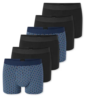 Produktbild von Schiesser Herren Trunk 955 6-Pack schwarz,blaugemustert - Größe 9