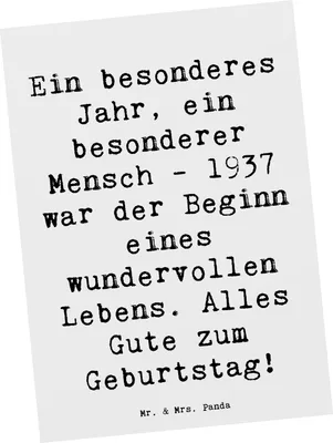 Produktbild von Mr. & Mrs. Panda Grußkarte Spruch 1937 Geburtstag - Weiß - Geschenk, Kunstkarten, Ansichtskarte, Fotokarte, Geburtstagsfeier, Postkarte, Happy Birthday, Geburtsjahr