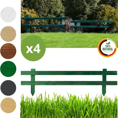 Produktbild von Floranica Gartenzaun 4 stk. 20 cm x 100 cm Grün Steckzaun Zierzaun Friesenzaun zum Stecken Vorgartenzaun