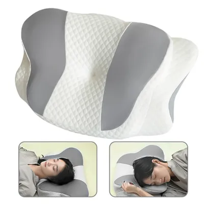 Image de Oreiller cervical Oreiller ergonomique orthopédique Contre les douleurs cervicales Oreiller à mémoire de forme Oreiller pour dormeur sur le côté Oreiller pour dormeur sur le dos