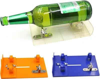 Produktbild von Glasflaschenschneider-Set, professioneller Flaschenschneider, scharf, langlebig, rostfrei, zum Schneiden von runden, quadratischen und ovalen Flaschen, verstellbarer Schneider (Blau)