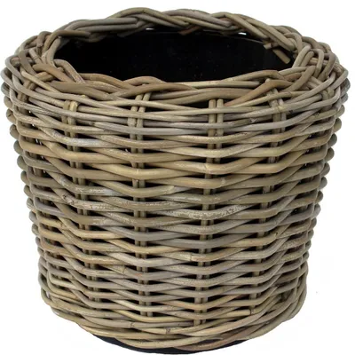 Produktbild von VAN DER LEEDEN DRYPOT® Rattan Pflanzkübel Grau Ø 34 cm - Sylter Körbe