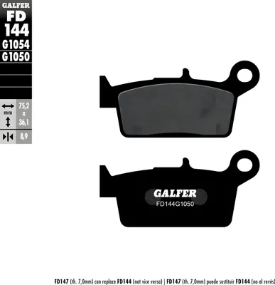 Produktbild von Bremsbeläge Galfer FD144G1050 Semi-Metall SCOOTER hinten für Honda NSR NS-1 XR R 50 - 100 ccm