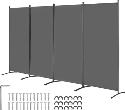 Obrázek produktu pro Dělící stěna do místnosti 3464mm - 4 panely - Kancelářská zástěna v šedé barvě - Flexibilní oddělení a soukromí