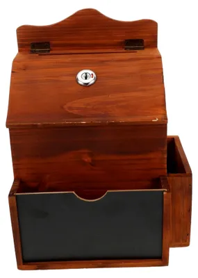 Produktbild von Holzbox mit Schlüssel für Spenden und Vorschläge – Retro Schreibtischaufbewahrungsbox aus Echtholz