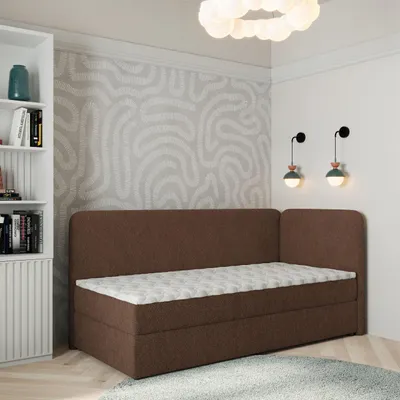 Produktbild von Masseno Boxspringbett GINA 100x200 cm Komplett-Set mit Bonell Matratze und Topper, Polsterbett mit Bettkästen -Braun, QUELLE 25