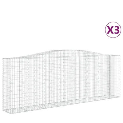 Produktbild von vidaXL Gabionen mit Hochbogen 3 Stk. 400x50x140/160cm Verzinktes Eisen