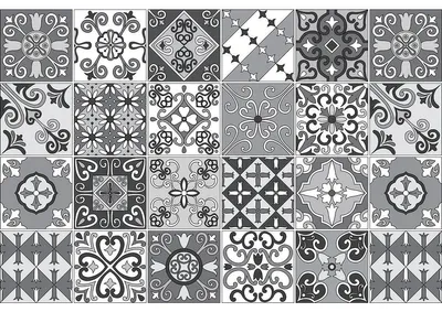 Obrázek produktu pro Samolepicí nálepky na obklady do kuchyně a koupelny – 24 nálepek Geomeno Azulejo – 24 nálepek o rozměrech 20 x 20 cm