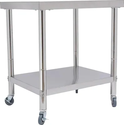 Zdjęcie produktu dla Stół roboczy ze stali nierdzewnej - Stół kuchenny Gastro - 76 x 60 x 85 cm - Nośność 300 kg - Z kółkami - Srebrny
