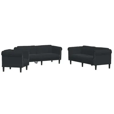 Produktbild von vidaXL 3-tlg. Sofagarnitur Schwarz Samt