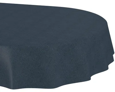 Produktbild von Tischdecke 140x160cm Oval Dunkelblau DanceDirty abwaschbar Leinenoptik wetterfest Falschuni Modern Schnittkante