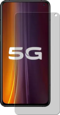 A screen protector is shown on top of a smartphone screen with '5G' displayed.