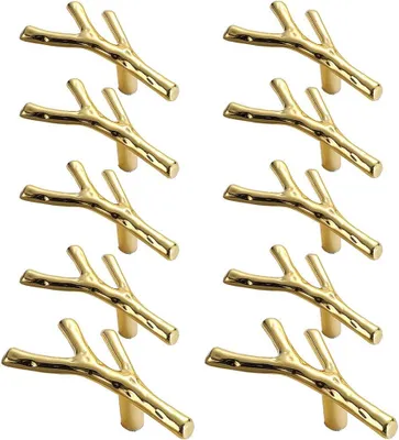 Produktbild von 10 Möbelgriffe, Metall-Schrankgriffe, kreatives Zweigdesign, Türgriffe im Vintage-Stil, Küchengriffe