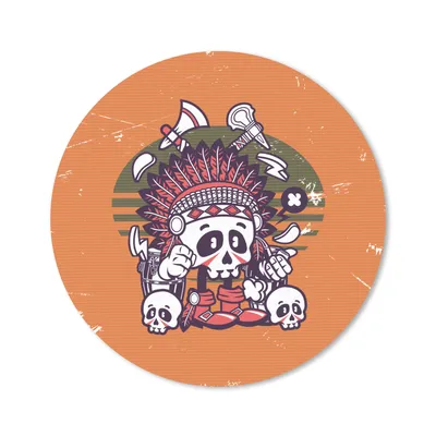 Produktbild von MuchoWow® Mauspad Mousepad Schädel - Indianerkopf - Retro 20x20 cm - Mousepads - Maus Mat - Pad - Mausunterlage - Schreibtischmatte