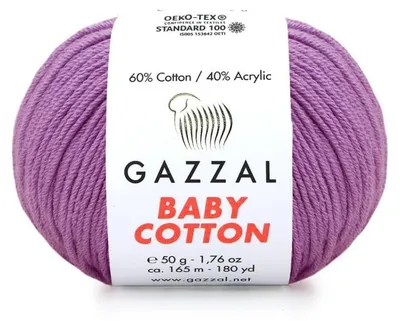 Obrázek produktu pro Příze Gazzal Baby Bavlna 3414 – světle fialová – pro pletení a háčkování